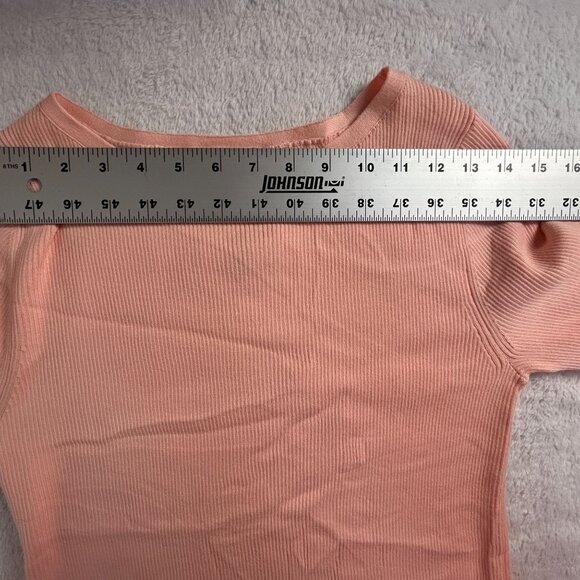 Ann Taylor Factory Womens Ribbed Knit Top Large Pink Short Sleeve Pullover New - Picture 5 of 9